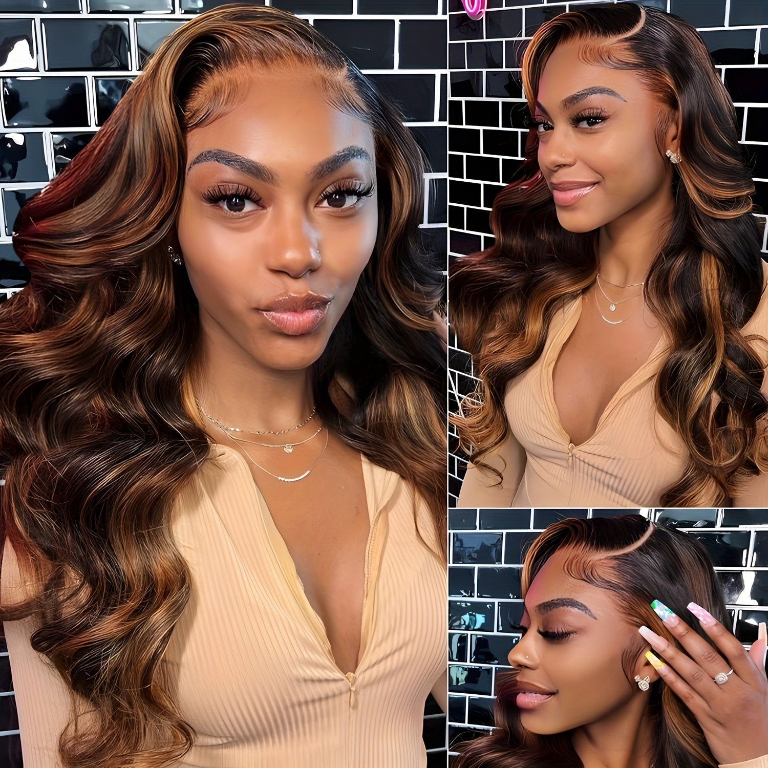 New Year'S Promotion 13x6 Highlight Lace Front Wig Human Hair Body Wave 180 Density HD Lace Front Wigs Human Hair Pre Plucked FB/30 Ombre Glueless Wigs 13x6 Lace Frontal Balayage Wigs Human Hair For Women
